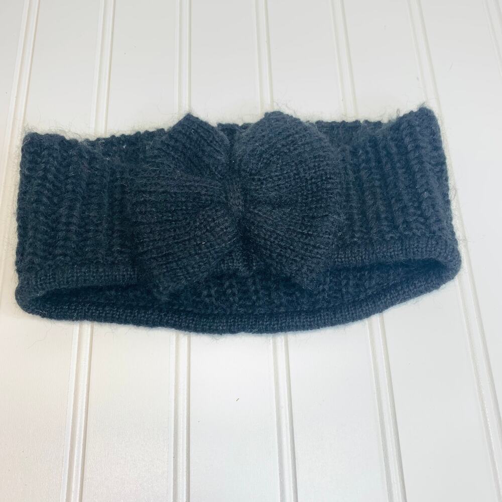 Black Sweater Headband Earmuff Bow